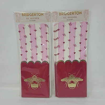 2件装Netflix的Bridgerton富豪蜂用具支架深粉金箔一次性 — 第 1/4 张图片