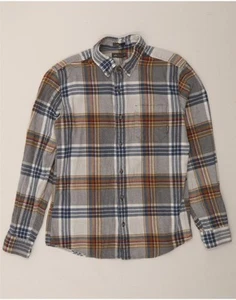 EDDIE BAUER Mens Slim Fit Flannel Shirt Medium Grey Check Cotton CD10 - Picture 1 of 3