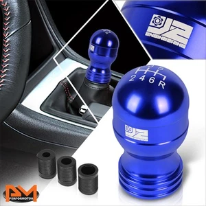 J2 Teardrop Shape Ridges Body Aluminum 6-Speed Manual Shift Knob Blue+Adapters - Picture 1 of 5