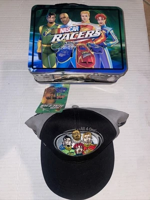 NASCAR RACERS 1999 HASBRO FOX KIDS LUNCHBOX & OFFICIAL HAT WITH TAG LOT 2 - Image 1 of 4