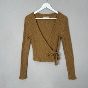 Everlane Womens Sweater M Brown Organic Cotton Blend The Cozy Rib Wrap Top - Picture 1 of 12