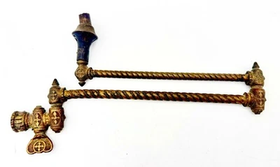 Antique Victorian Gas Wall Sconce Brass Double Swinging Arm Gothic Revival 19” - Image 1 of 4