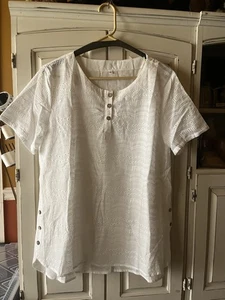 ~Woman's~ Cotton Tunic Top/Blouse ~White Eyelet~ - Picture 1 of 5