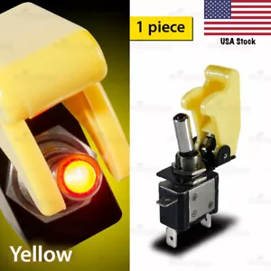 12V 20A SPST Toggle Switch ON/OFF RED LED SOLID Color Aircraft Look Spring Cover - Picture 1 of 7