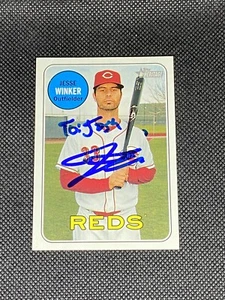 Jesse Winker Cincinnati Reds Signed Auto 2018 Topps Heritage Card #210 ~ COA - Bild 1 von 3