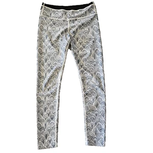 NIMBLE Size 8 EC grey & white pattern black waist border white topstitch legging - Picture 1 of 4