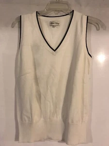 Sport Haley Womens Golf Vest M Sleeveless White W Black Ribbed Argyle On Back - Picture 1 of 7
