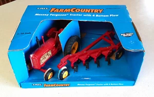 Ertl New in Box Farm Country Diecast Massey Ferguson Tractor w 4 Bottom Plow Set - Picture 1 of 6