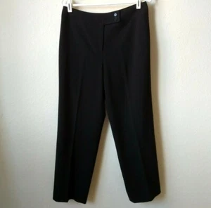 Josephine Chaus Career Dress Pants Petite Size 10 Black Straight Leg Wide Waist - Picture 1 of 8