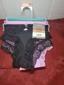 SECRET TREASURES LADIES WOMENS LACY CHEEKY PANTIES 3 PACK  XS/4 BL0314 - Picture 1 of 5