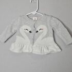 Gymboree Baby Infant Swan Ruffle Sweater Button Up Size 0-3 M