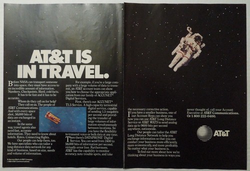 1984 AT&T Long Distance Network 2 Page Magazine Ad - AT&T Is In Travel ...