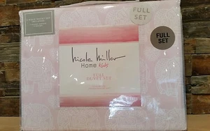 *NEW* Nicole Miller Home Kids Full 3 Pc Elephant Hearts Duvet Set Polyester Soft - Picture 1 of 5