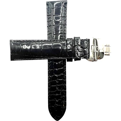 TISSOT - PULSERA - CIERRE PLEGABLE ACERO INOXIDABLE - CUERO - NEGRO - 19MM - NOS Foto 1 de 4