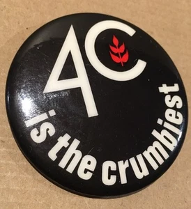 Vintage 4C Breadcrumb Pin 4C ist die krümeligste Pinback Werbung schwarz rund - Bild 1 von 5