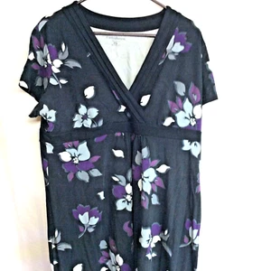 Vestido para mujer Croft & Barrow pequeño calce grande y acampanado azul marino floral midi PXL - Imagen 1 de 9