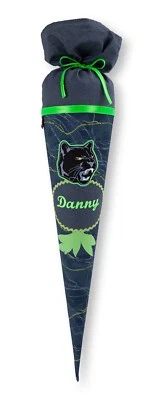 Schultüte Step by Step | Stoffschultüte | Personalisierbar | Danger Cat Chico | - Bild 1 von 4