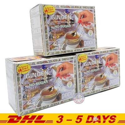 Bebida instantánea de jengibre GINGEN 100 %, sin azúcar - Paquete de 42 sobres (3 cajas) Foto 1 de 3