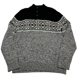 Chaps Sweater Men M Heavy Knit Mock Neck Pullover Aztec Southwestern Ski Outdoor - Picture 1 of 10