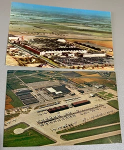 Aerial View Postcards Boeing and Beech Aircraft Wichita Kansas Unposted Vintage - Picture 1 of 3