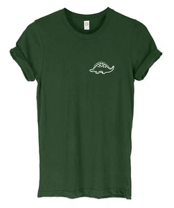 Stegosaurus Dinosaur Breast Print Mens Womans Funny Unisex Pocket Print T-Shirt - Picture 1 of 7