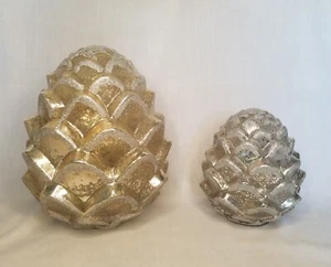 Glittered Gold Silver Glass Pine Cones designed as a shade for LED lights - Picture 1 of 8