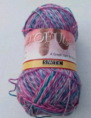 Tofutsies Sock Yarn Multicolor Varigated Chitin Antibacterial 1 Skein - Image 1 of 4