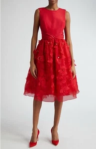 NWT $3990 Carolina Herrera Floral Appliqué Sleeveless Silk Dress - Picture 1 of 11