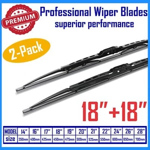 Allstrong 18"+18" Traditional Premium Windshield Wiper Blades J-Hook Top Quality - Picture 1 of 11