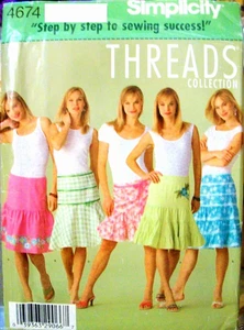 Miss Simplicity 4674 Pattern UNCUT Threads Boho Skirt UNCUT FF Size 14 16 18 20 - Picture 1 of 2