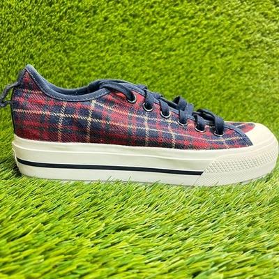 Adidas Nizza RF Plataforma Cuadros Mujer Talla 9 Rojo Azul Zapatos Atléticos Tenis Foto 1 de 4