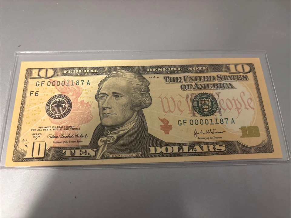 2004A $10 Choice Uncirculated Low Serial Number 00001187 FREE SHIPPING CU - Image 1 of 1