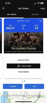 Dos entradas para el musical de The Outsiders en Buffalo Nueva York 19/09 Foto 1 de 2