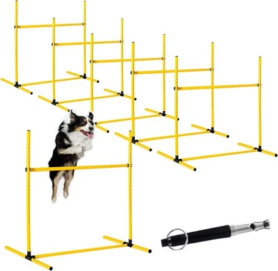 6 Pcs Dog Agility Training Equipments Hobby Horse Jumps Adjustable Yellow  - Image 1 of 4