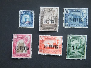 1951 Shihr & Mukalla Aden KGVI Landscapes Overprinted. Part Set to 1/- MH. - Picture 1 of 2
