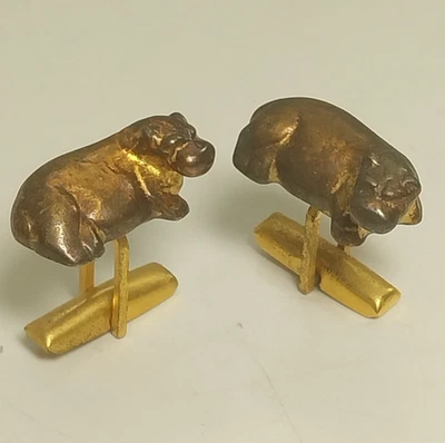 Gemelos de hipopótamo de colección Museo Metropolitano de Arte MMA plata de ley Foto 1 de 4