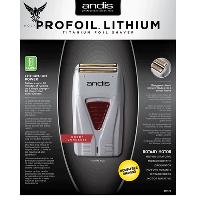 Andis Professional Profoil Lithium Titanium Foil Shaver Cord / Cordless 17170 - Image 1 of 4