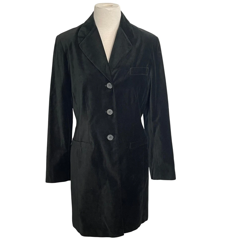 Chaqueta Blazer Newport News Verde Negro Terciopelo Para Mujer Talla 6 Sencillo Pecho Foto 1 de 4