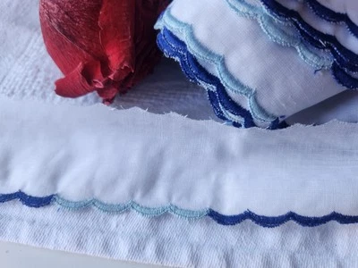 Galon vintage bordure feston bleu 3 mètres sur 4  cm A3 - Photo 1/4