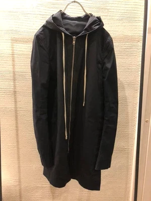 Rick Owens 15SS RU15S4983-MU Long Hoodie Coat L Black Mods Parka Italy - Image 1 of 4