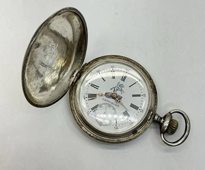 MEDAILLE DOR SILVER HUNTERS CASE POCKET WATCH- 50.74MM WIDE (W552) - Picture 1 of 22