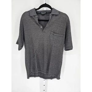 Emme Uno Men's Gray Cotton Heathered Short Sleeve Polo Shirt Size L - Picture 1 of 4