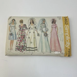 Dress Size 16 b38 CUT Vtg 70s Pattern 5462 Wedding Bridesmaid Puff Sleeves - Picture 1 of 2