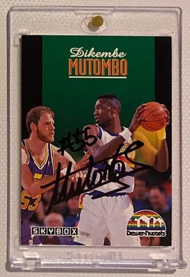 Dikembe Mutombo RC 1992 SkyBox Auto Autograph Rookie Card w/COA - Image 1 of 2