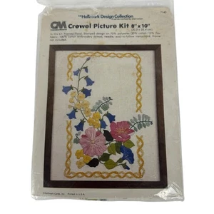 Columbia Minerva Vintage Crewel Picture Kit Framed Floral 8"x10" Embroidery 7143 - Picture 1 of 6