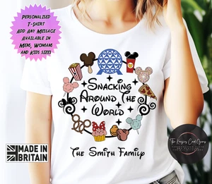 Magliette Personalizzate Disney World Snacking Giro del Mondo Epcot Abbinate V3 - Foto 1 di 4