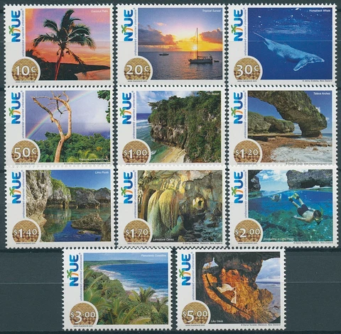 Niue Stamps 2009 MNH Definitives Landscapes Tourism Trees Caves 11v Set Cover