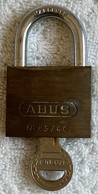 ABUS 85/40 Keyed Padlock Open, Rectangular, Brass Body, Hardened Steel, Germany - Image 1 of 3
