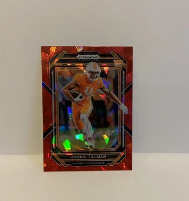 2023 Panini Prizm Draft Picks - Cedric Tillman Red Cracked Ice Prizm #144 (RC) - Image 1 of 2