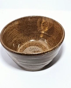 Signed Studio Pottery Bowl Neutral Brown Speckled Glaze Artist JB - Picture 1 of 10